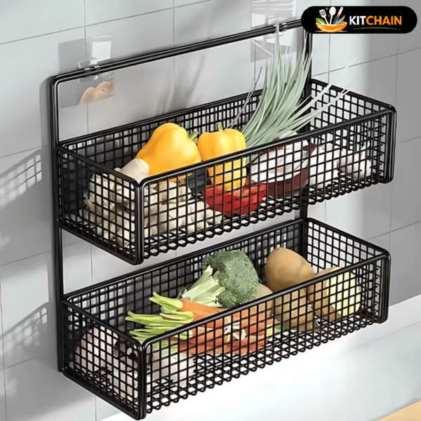 Wall Mounted Kitchen Storage Rack – No Drill Spice & Dish Organizer Shelf